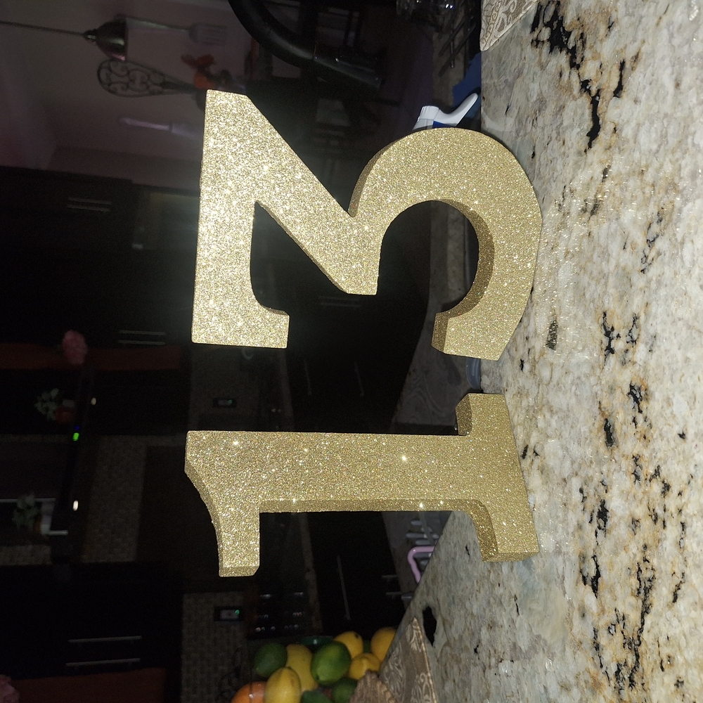 Gold Glitter Number 13 Table Decor